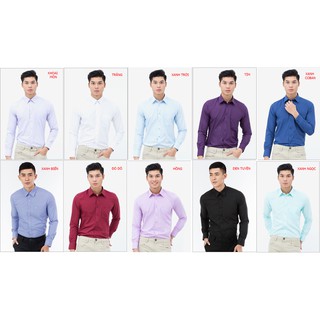 Áo Sơ Mi Nam Dài Tay Dáng Slimfit Vĩnh Tiến Trơn Màu