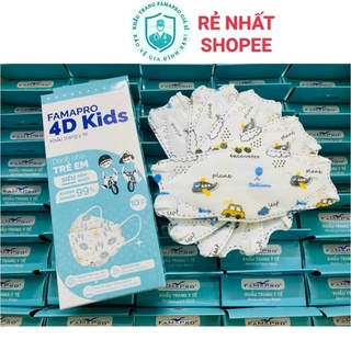 [Chính Hãng] Combo 10 hộp khẩu trang 4D Kids trẻ em giá sỉ chính hãng Famapro khẩu trang cho bé từ 2 đến 10 tuổi