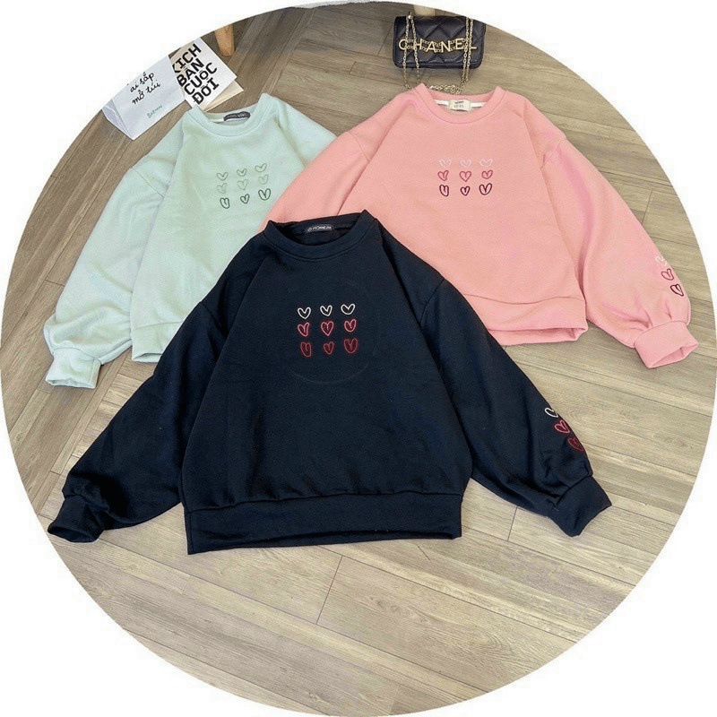 Áo Sweater Nữ Tay Phồng Thêu Lá Chất Nỉ Dày Mịn Form Rộng Mặc Mát Thoải Mái NEW UNISEX