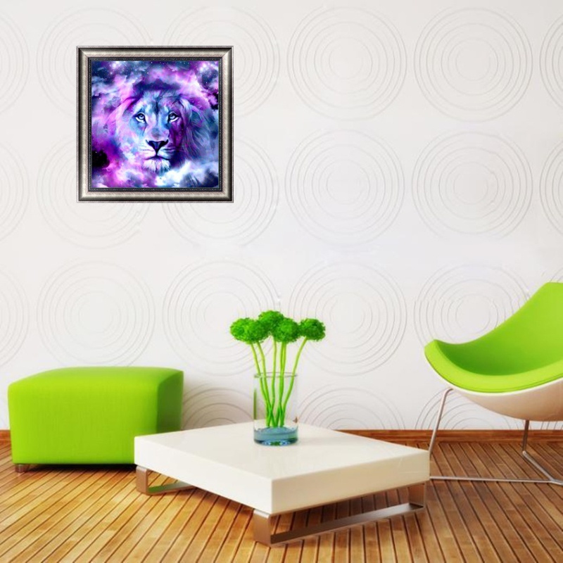 Bộ Tranh Đính Đá 5D Tự Làm Hình Sư Tử Trang Trí Nhà Cửa