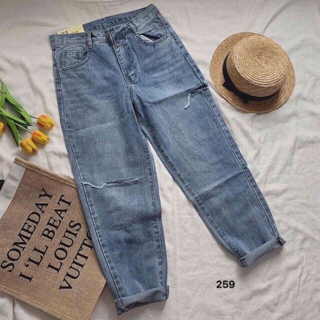 Quần slim baggy jeans rách sườn ver.3 form ulzzang kèm ảnh thật