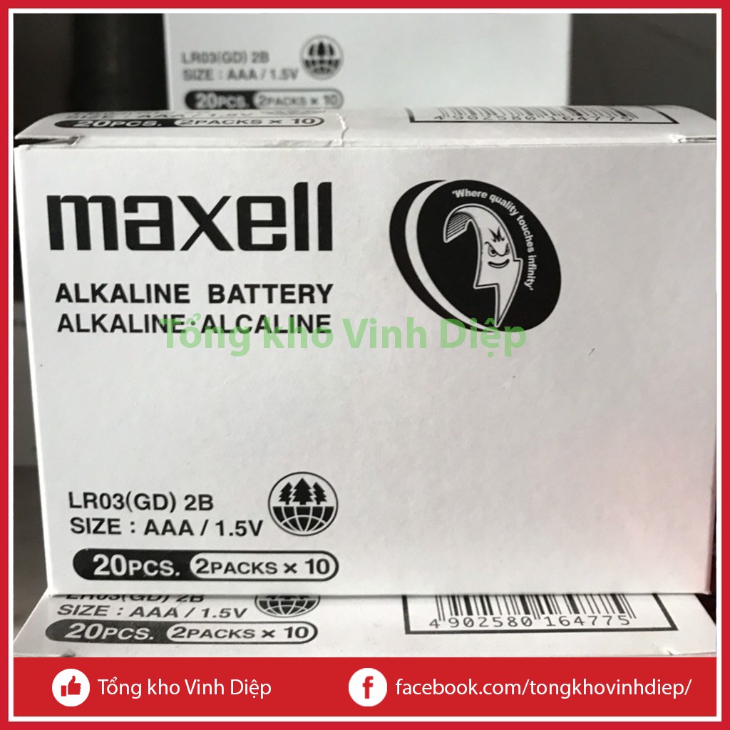 1 hộp 10 đôi pin Maxell LR03 AAA/1.5V hàng loại tốt