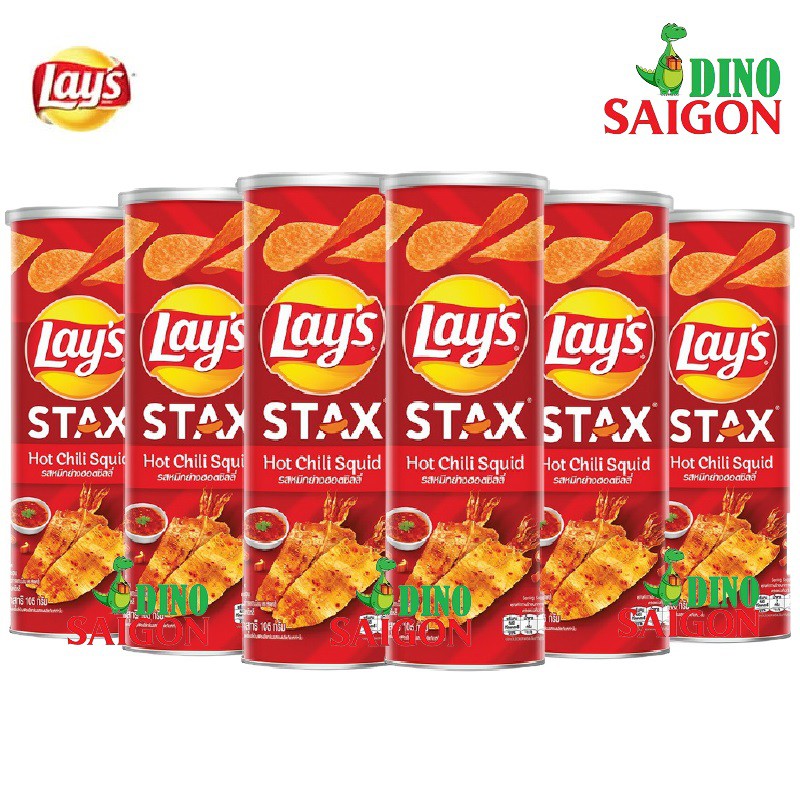 Bộ 6 Hộp Bánh Snack Khoai Tây Lay's Stax Thái Lan 105g vị Mực Sốt Cay