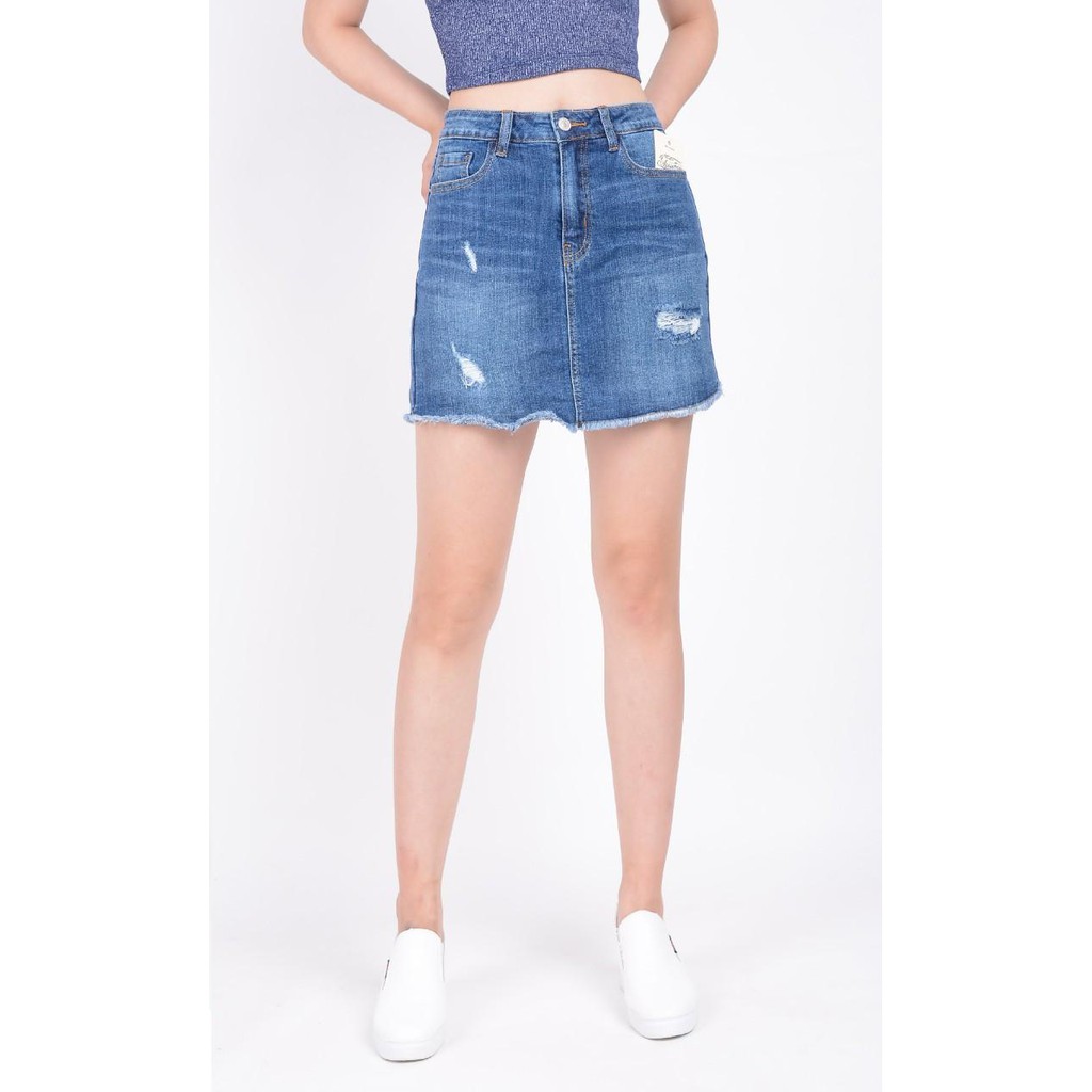 Chân váy jean nữ có quần bên trong đẹp lưng cao cạp cao rách nhẹ gấu tua rua hàng hiệu cao cấp mã 404 VANIZEN | BigBuy360 - bigbuy360.vn