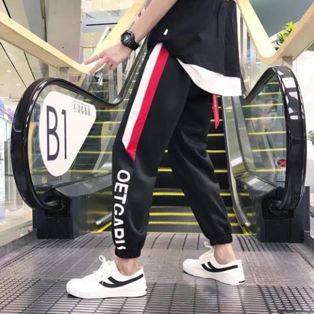 Quần jogger nỉ unisex Đen Chữ Dưới nam nữ phong cách thời trang kmg