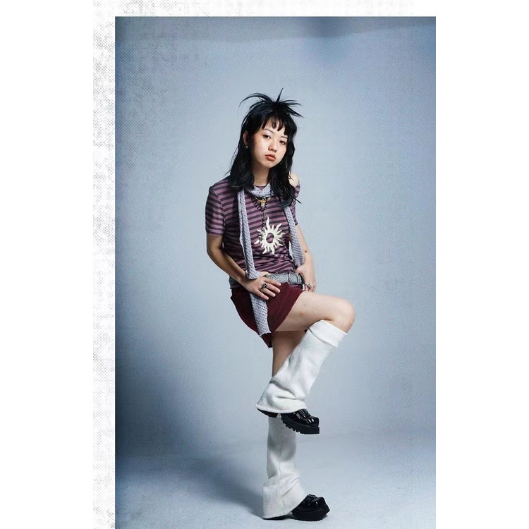 Áo Thun polo Tay Dài Dáng Ôm In Họa Tiết Y2k Millennium grunge Pure Desire Phong Cách Sang Trọng