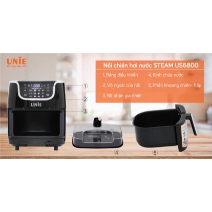 [Chính Hãng] Nồi chiên không dầu hơi nước cao cấp 7 lít UNIE STEAM US6800, lỗi 1 đổi 1, bảo hành 12 tháng toàn quốc