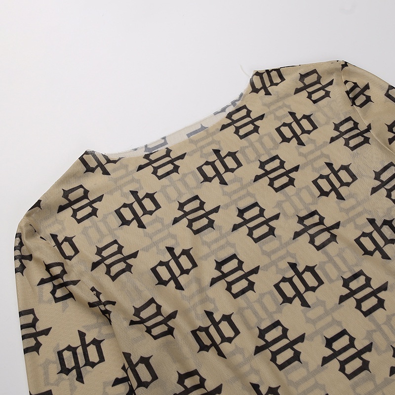 DUNEA Bộ áo liền quần dài tay chất lướI in họa tiết thờI trang quyến rũ dành cho nữ