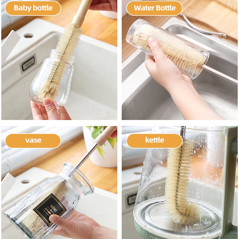 1Pcs Long Handle L-shaped Coffee Tea Glass Cup Baby Bottle Multifunction Deep Cleaning  Brush