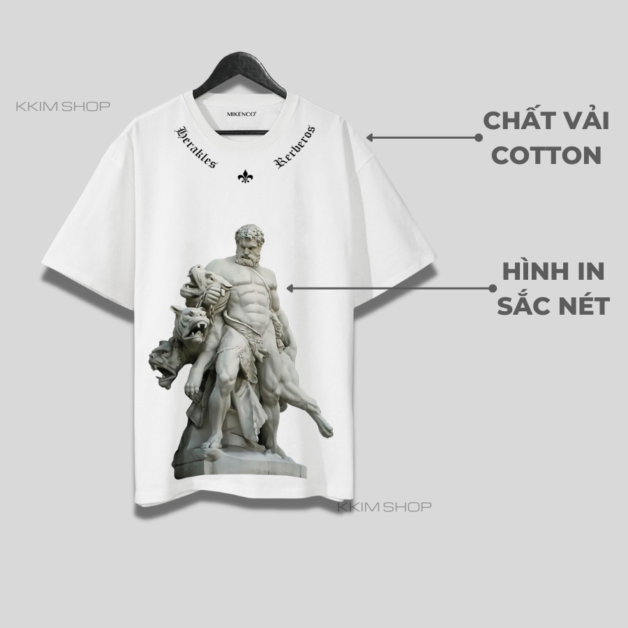 Áo Thun Tay Lỡ MIKENCO HERAKLES AND CERBERUS, áo phông unisex Form rộng oversize, chất liệu Cotton. KKIM Shop