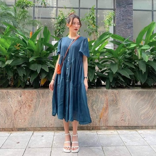 (HÀNG CHÍNH HÃNG) Đầm tơ nhũ cao cấp, váy tơ dáng tầng phong cách Hàn quốc
