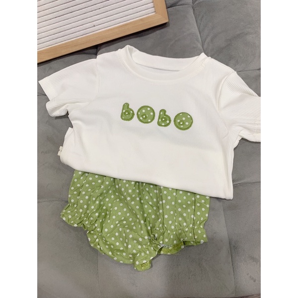 SETG15 Bộ Bé Gái Áo Thun Tăm Quần Bo Chun Chấm Bi Cho Bé 6kg Đến 16kg