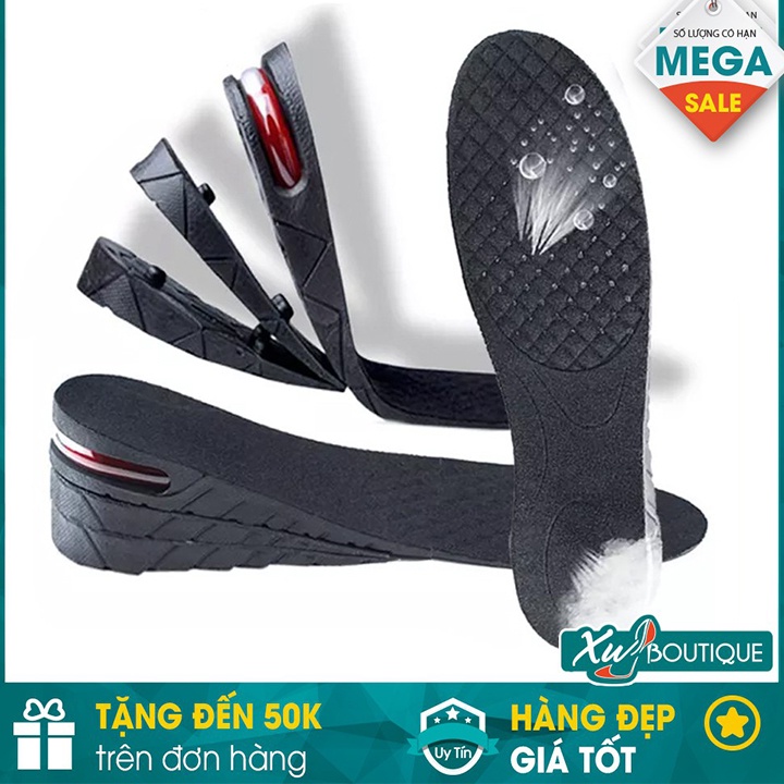 1 Đôi Lót Giày Tăng Chiều Cao Chất Liệu Cao Su Nhiều Lớp Có Đệm Khí Cả Bàn Chân Cao Cấp PVC110 Tăng 3-4.5-6cm Chiều Cao