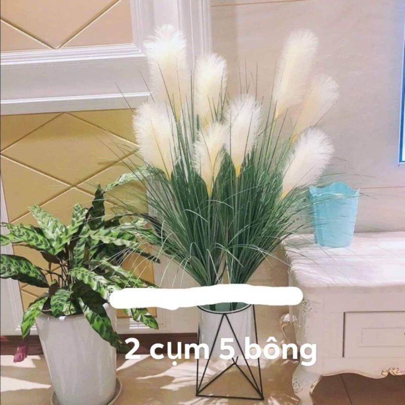 Lau loại 1 - Cụm Lau nhân tạo 5 bông to dài 90 cm cao cấp decor siêu sang