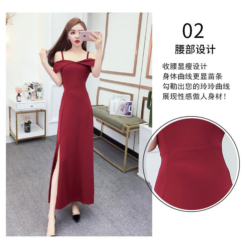 Đầm Dài Hai Dây Xẻ Tà Thời Trang Quyến Rũ Cho Nữ