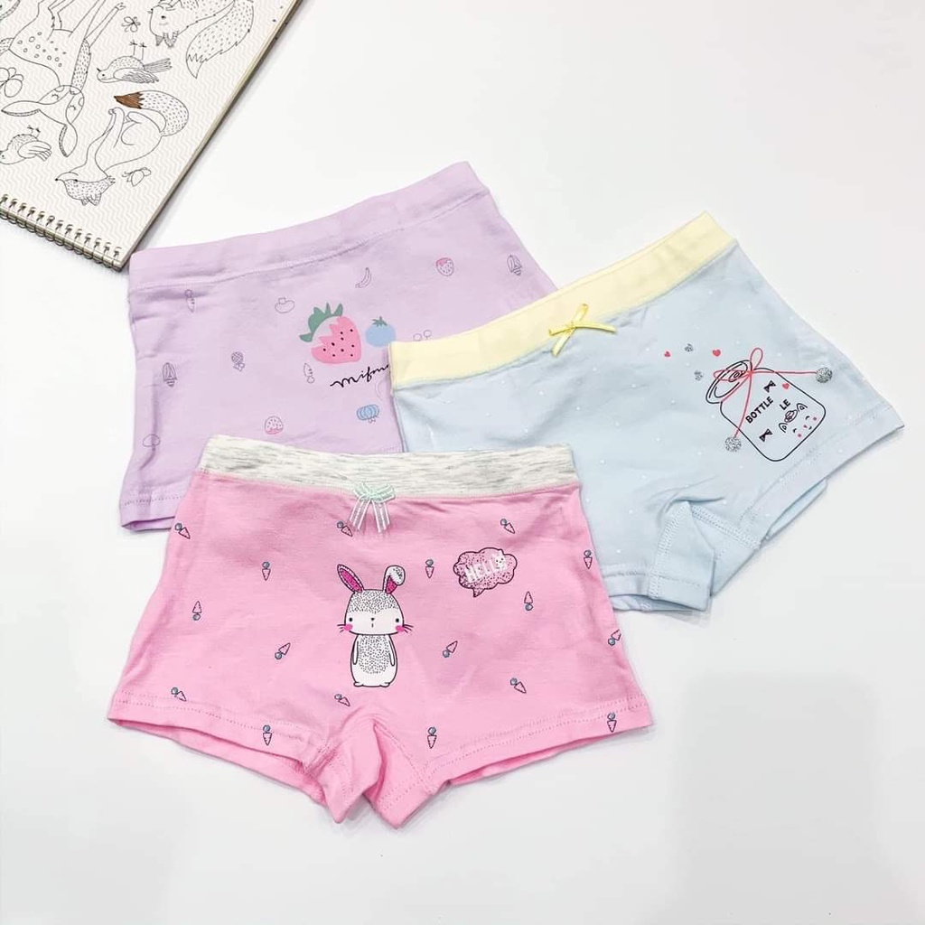 Set Ngẫu Nhiên 3 Quần Chip Đùi Cao Cấp Chất Thun Cotton Mềm Cho Bé Gái MINTSCLOSET Từ 1-4 Tuổi - QR8607