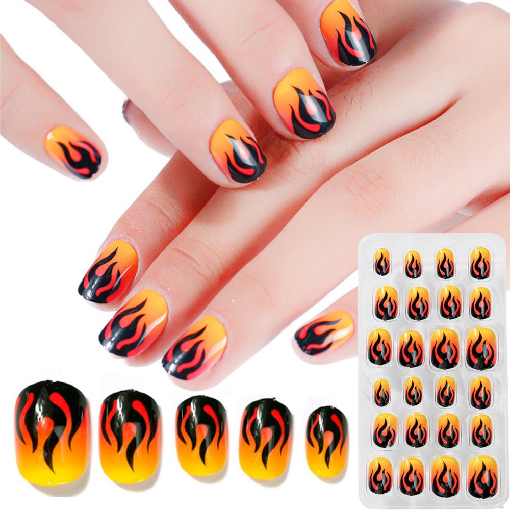 Set 24 Móng Tay Giả Đính Mạng Nhện Che Phủ Toàn Diện Phong Cách Halloween Cho Bé Gái