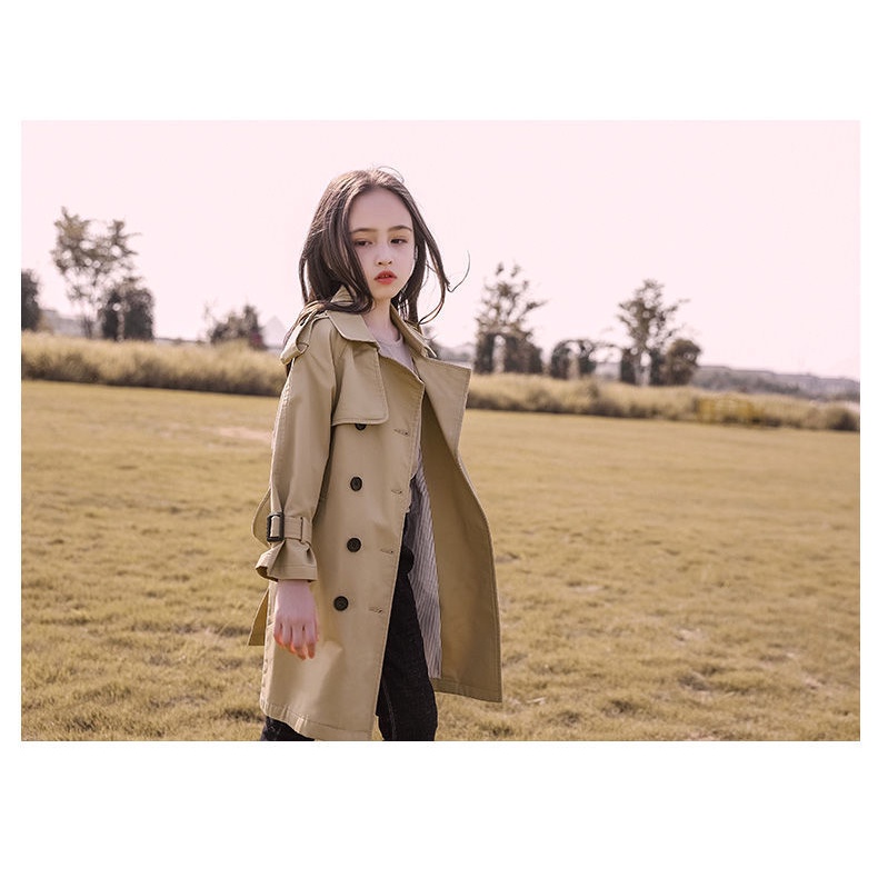 Áo khoác bé gái dáng dài thời trang mùa thu 2021