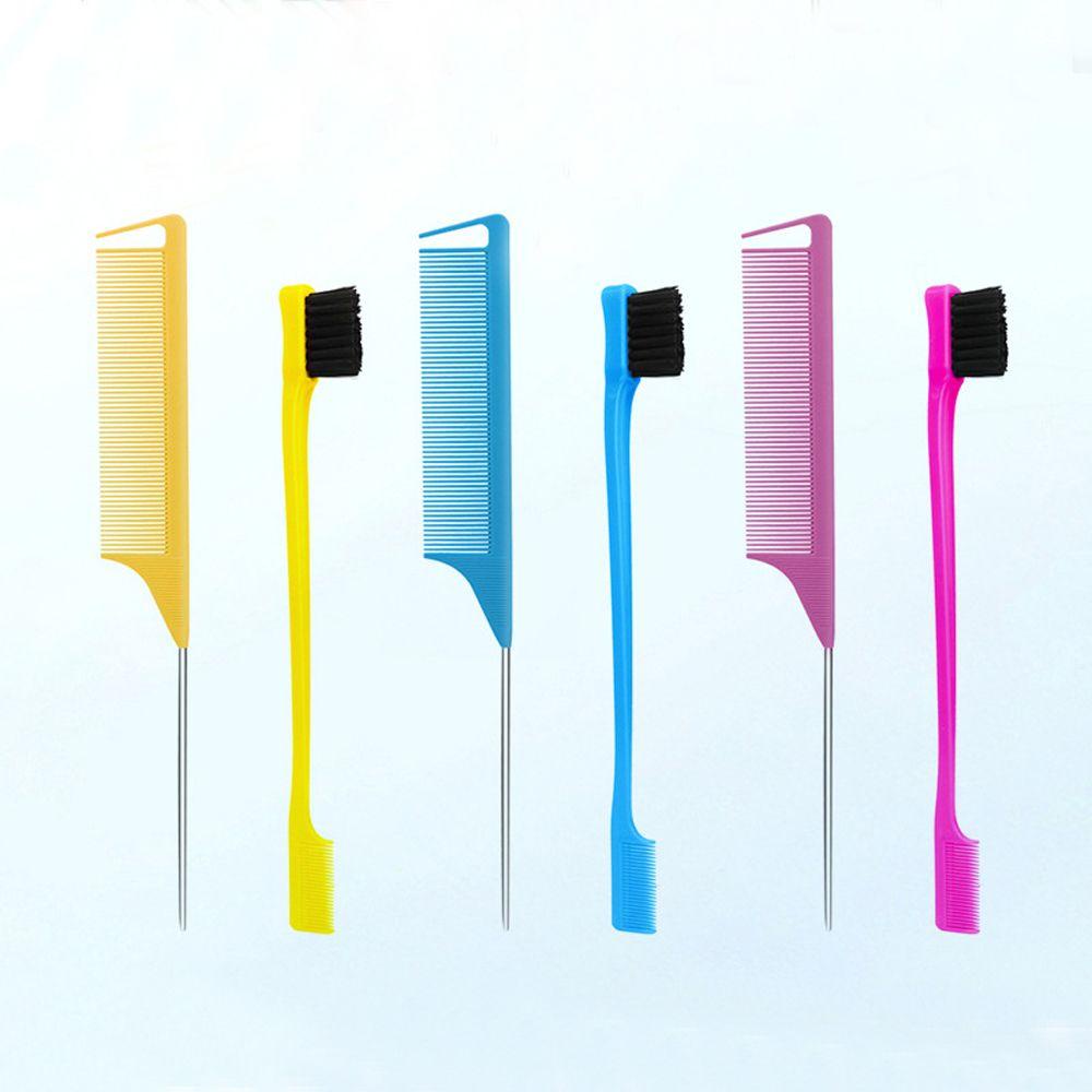 Set 2 Lược Chải Tóc Tạo Kiểu Hai Đầu Bằng Thép Không Gỉ Chuyên Dụng Cho Thợ Cắt Tóc