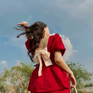 SET BBĐ ĐỎ TAY PHỒNG NƠ NUDE
