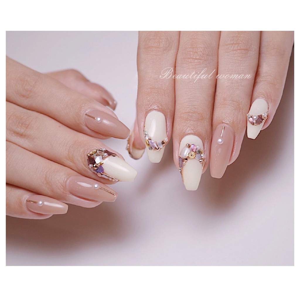 Hủ mix đá nail,xà cừ hạt,charm... phong cách Nhật, phụ kiên nail cao cấp, phụ kiện nail hot