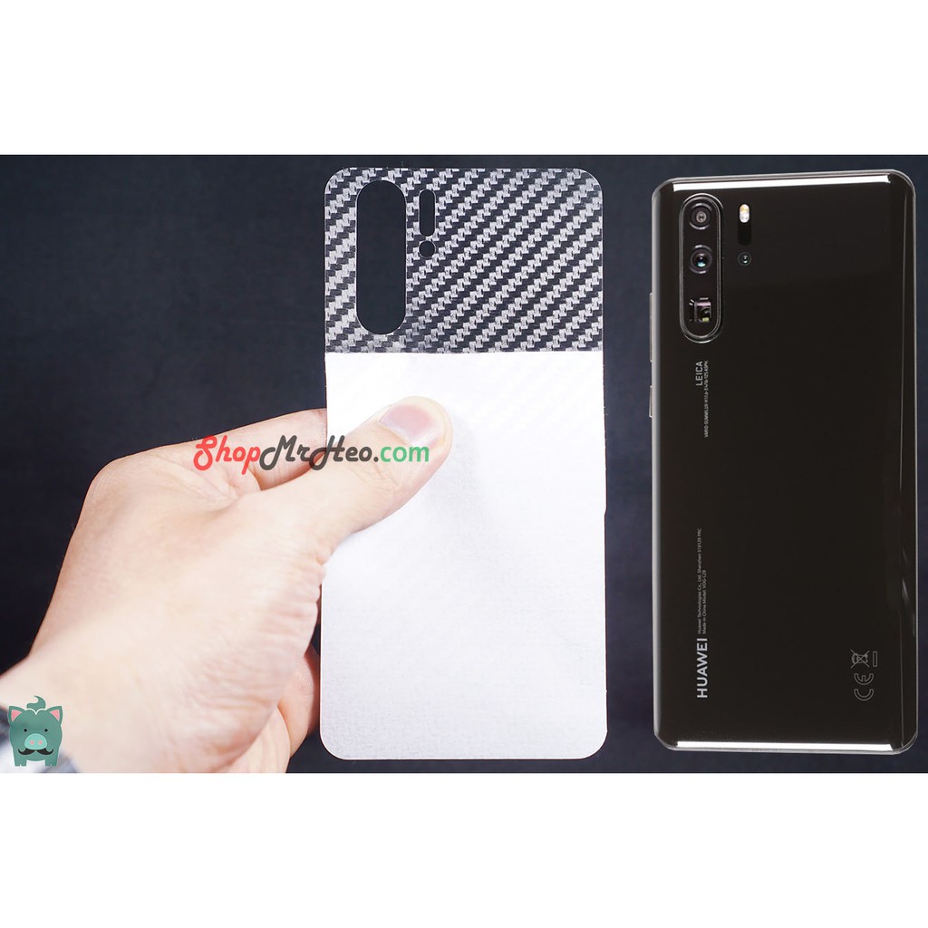 Skin Dán Mặt Sau Lưng Vân 3D Huawei P30 - P30 Lite - P30 Pro - Carbon, Hình hộp, Nhám, Vân Da