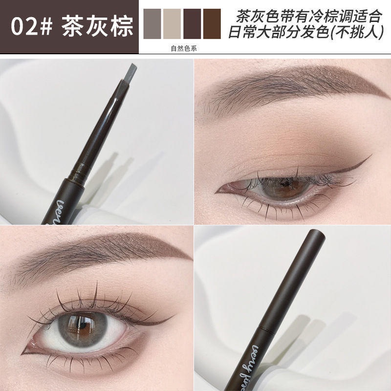 Chì Kẻ Lông Mày Hai Đầu Lâu Trôi Không Thấm Nước 4 Màu Tùy Chọn