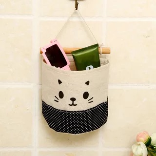 Giỏ vải để đồ treo tường hình mèo (1c)