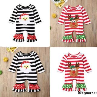Bộ áo liền quần tay dài hình ông già Noel/tuần lộc dễ thương cho bé nhân dịp giáng sinh