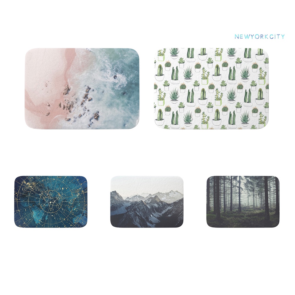 Thảm lót cửa chùi chân Chống Trượt Hình Chữ Nhật In Họa Tiết Núi Biển