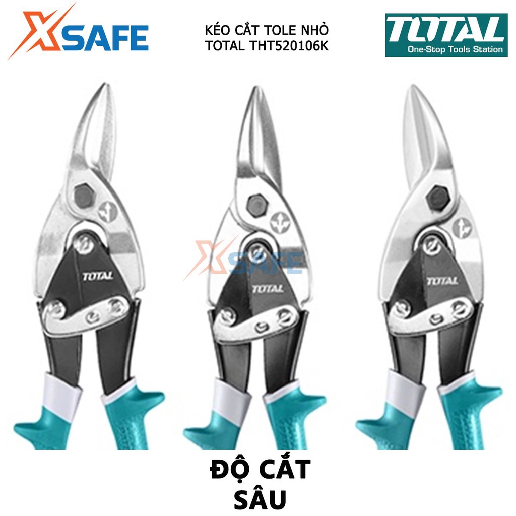 Bộ 3 kéo cắt tole TOTAL THT520106K Bộ kéo cắt tôn dài 250mm gồm 3 chi tiết (trái, thẳng, phải) - Chính hãng [XSAFE]