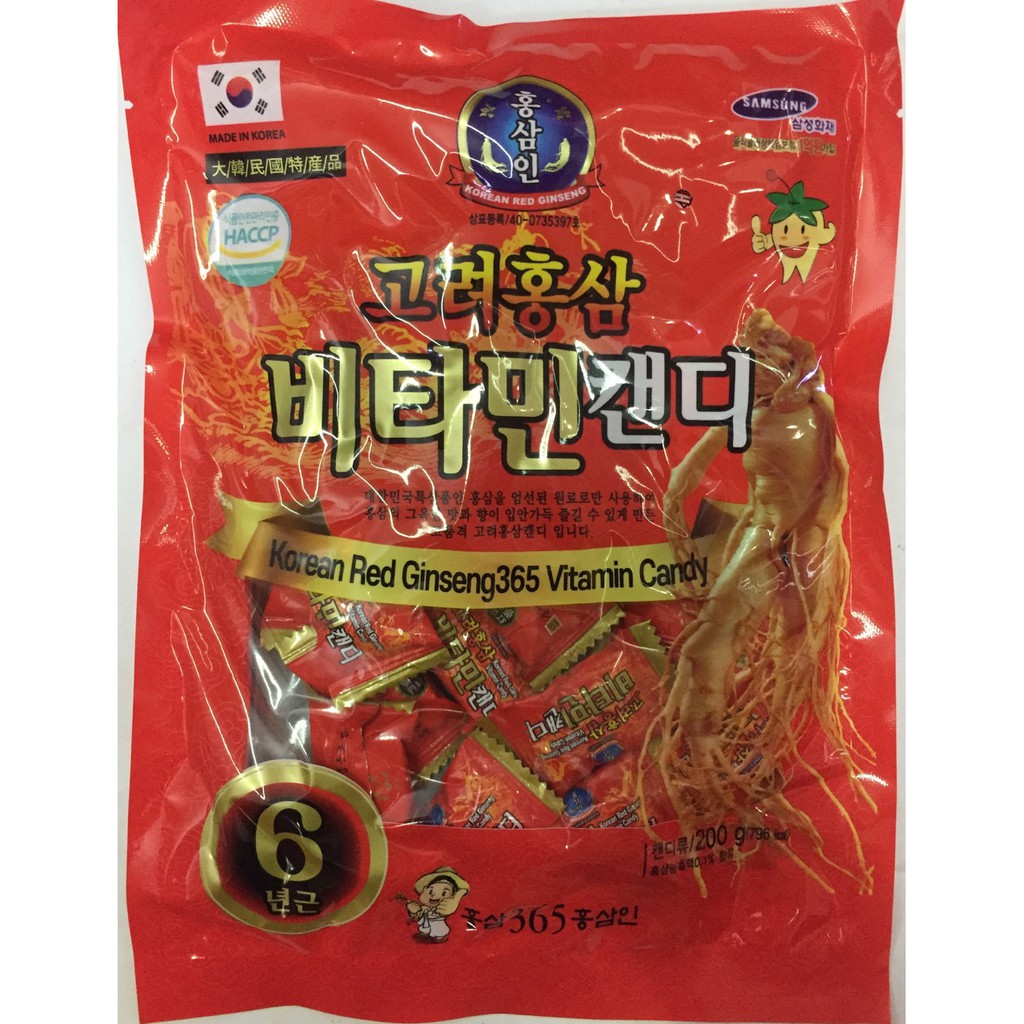 Kẹo Hồng Sâm vitamine 365 Hàn Quốc 200g-Korea red ginseng