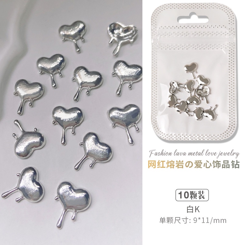 Set 10 Miếng Dán Trang Trí Móng Tay Nghệ Thuật Bằng Hợp Kim Hình Giọt Nước