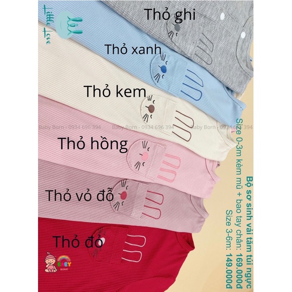 LIL - Body sơ sinh túi thỏ thun tăm mềm mại (tặng phụ kiện mũ, bao tay chân cho size 0-3)