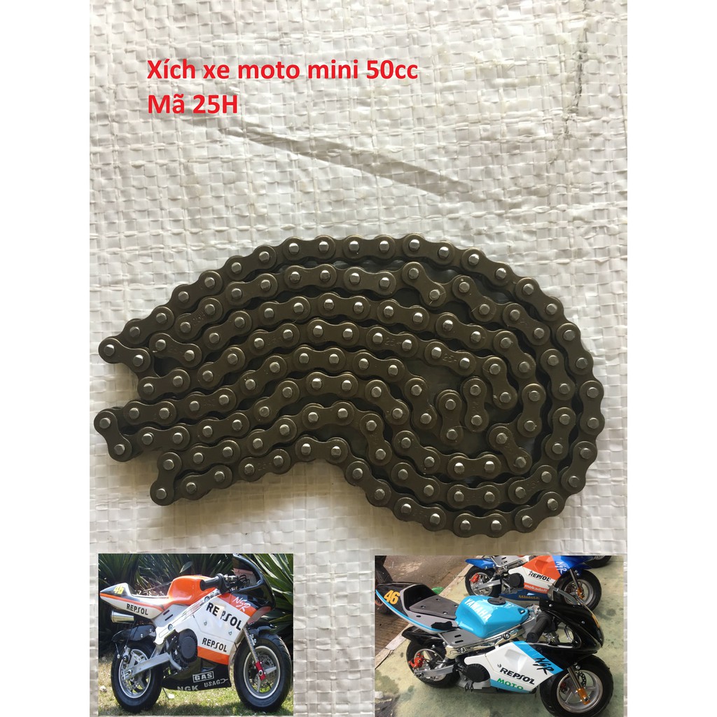 Xích, dây sên xe moto mini 50cc Mã 25H