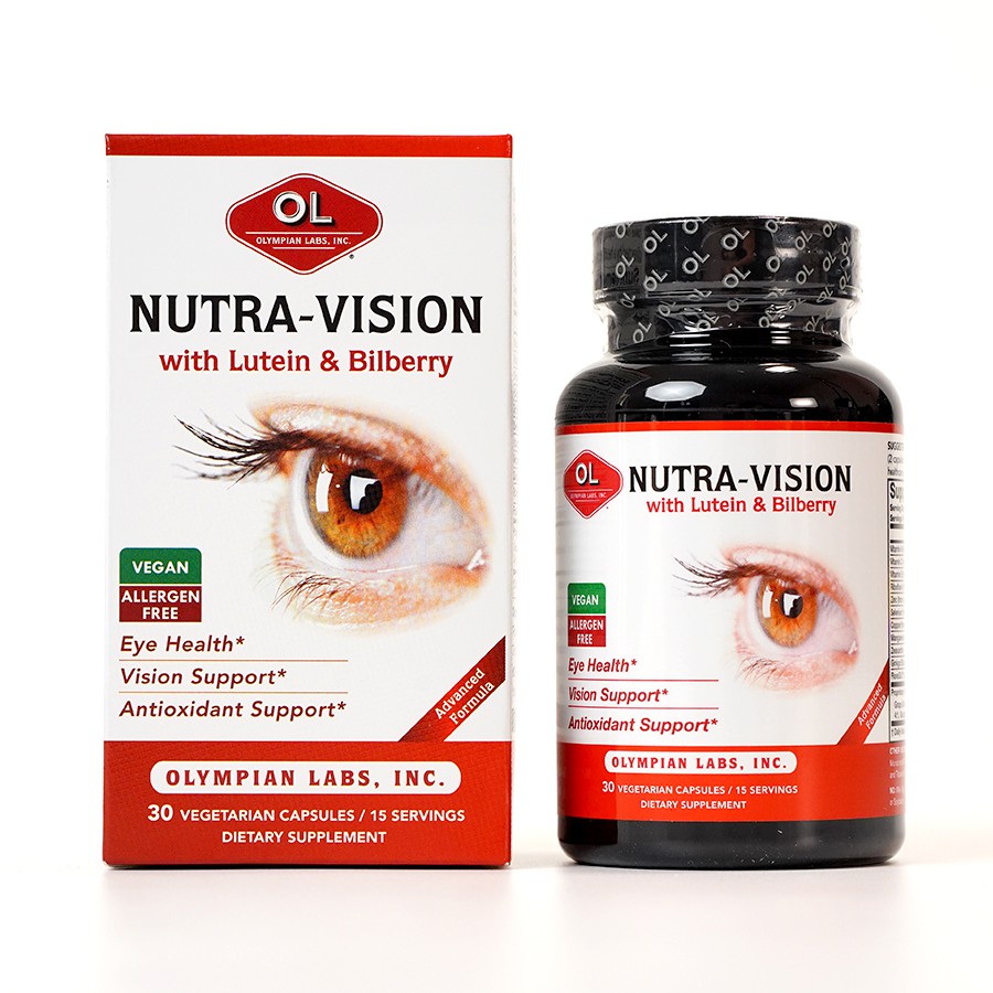 Viên uống giúp lưu thông máu và hỗ trợ kéo dài thị lực mắt Olympian Labs Nutra-Vision - Hộp 30 viên
