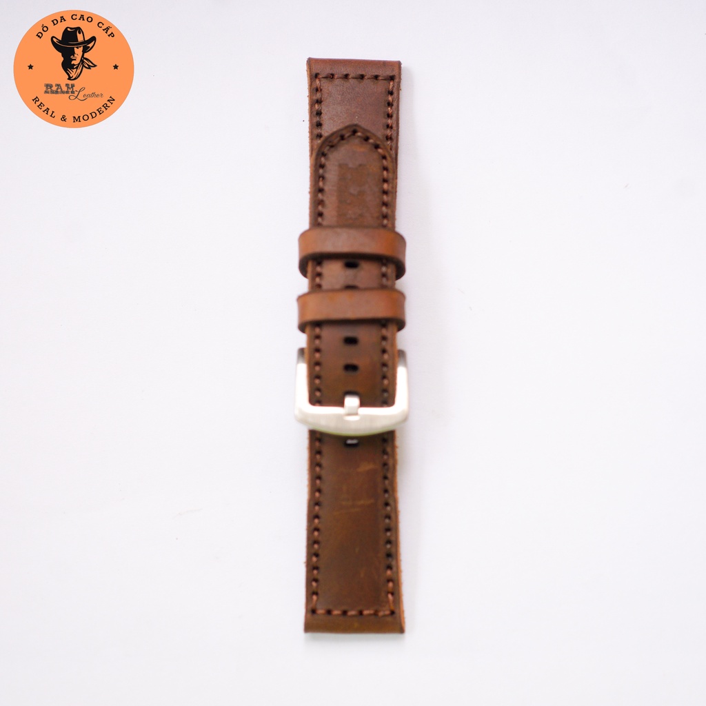 Dây đồng hồ da bò màu nâu đỏ - RAM Leather Classic 1981 bản dày Bền Đẹp