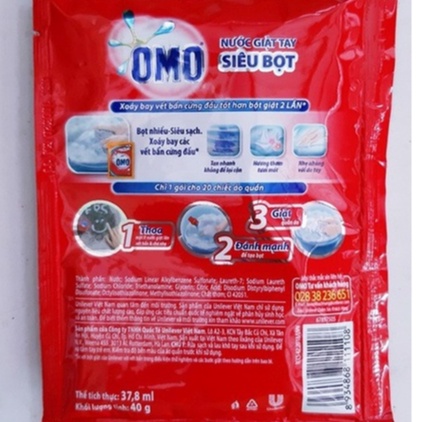 Dây 6 gói Nước giặt OMO GIẶT TAY ĐỎ gói 40g