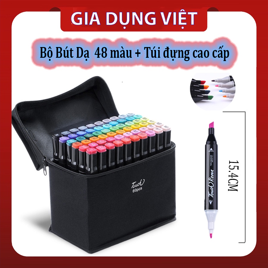 Bộ màu dạ ⚡ GIÁ SẬP SÀN ⚡ Bút lông màu dạ 48 cây Marker Touch tặng kèm túi