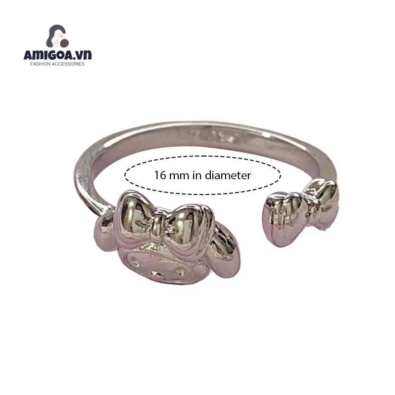 ✨✨SANRIO Nhẫn Cặp Màu Bạc Họa Tiết Kuromi Dễ Thương Thời Trang Làm Quà Tặng Cho Bạn Gái/ Bạn Gái