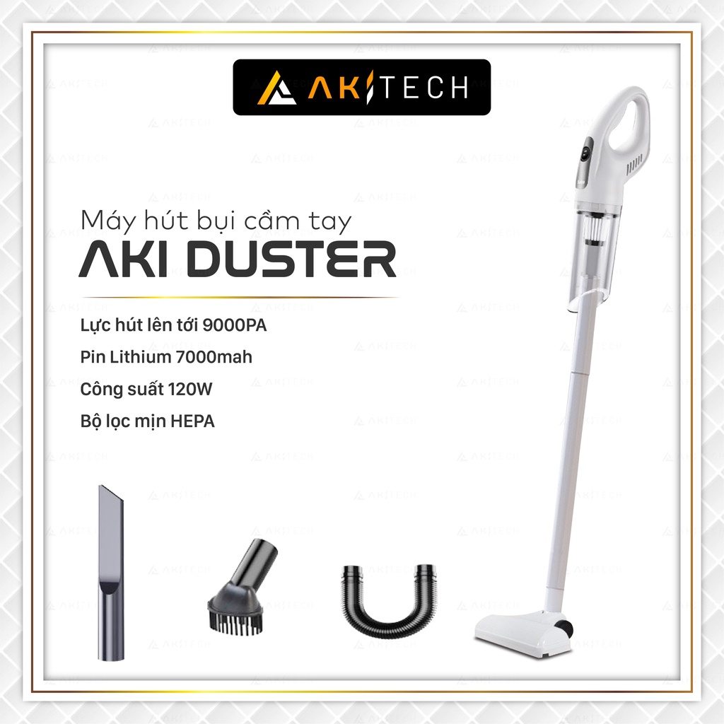 Máy hút bụi cầm tay không dây AKI DUSTER mini hút bụi nhà cửa giường nệm xe hơi siêu nhẹ công suất 9000PA