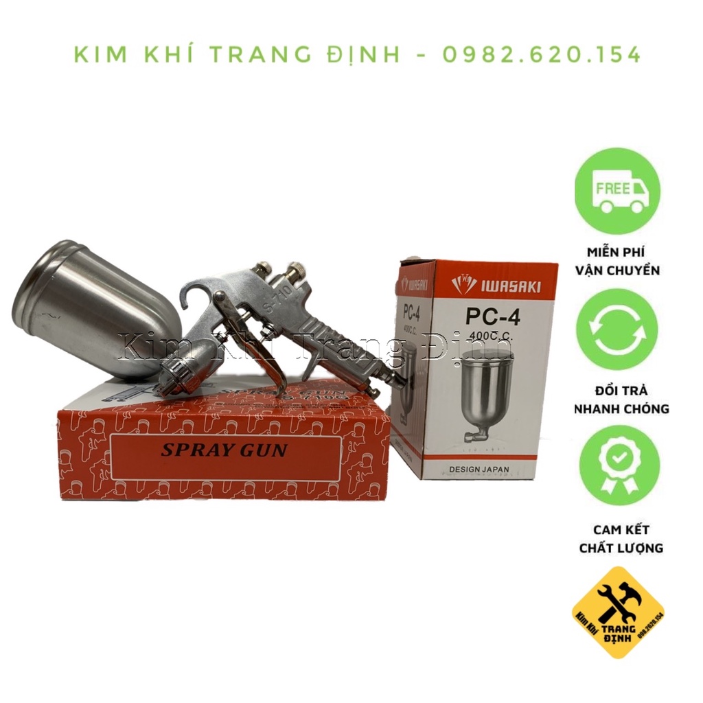 Bộ Súng Phun Sơn S710 + Bình Chứa Sơn 400cc CHÍNH HÃNG