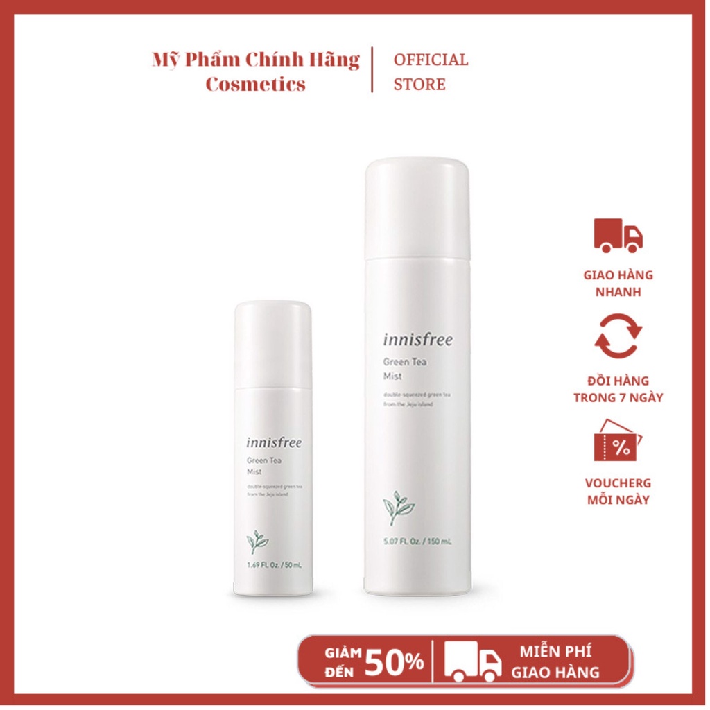 NƯỚC XỊT KHOÁNG TRÀ XANH INNISFREE green tea mineral mist 50ML +150ML