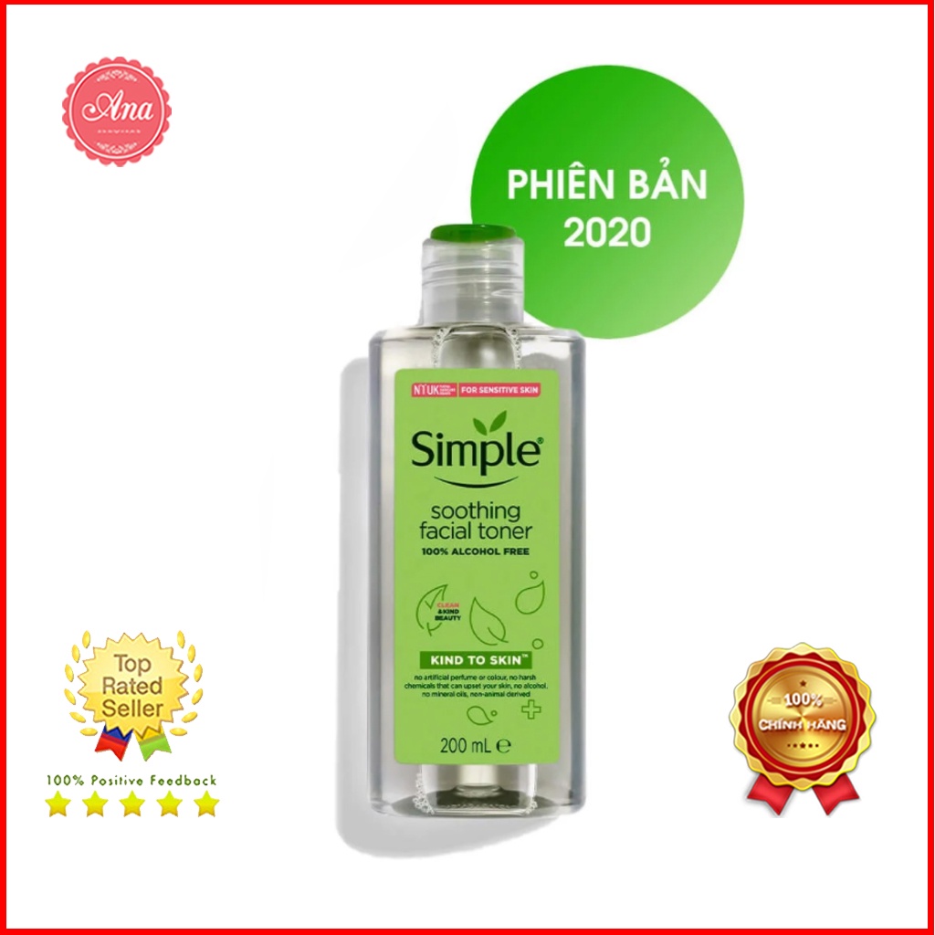 Nước Hoa Hồng Simple Kind To Skin Soothing Facial Toner 200ml Không Cồn Dành Cho Da Nhạy Cảm