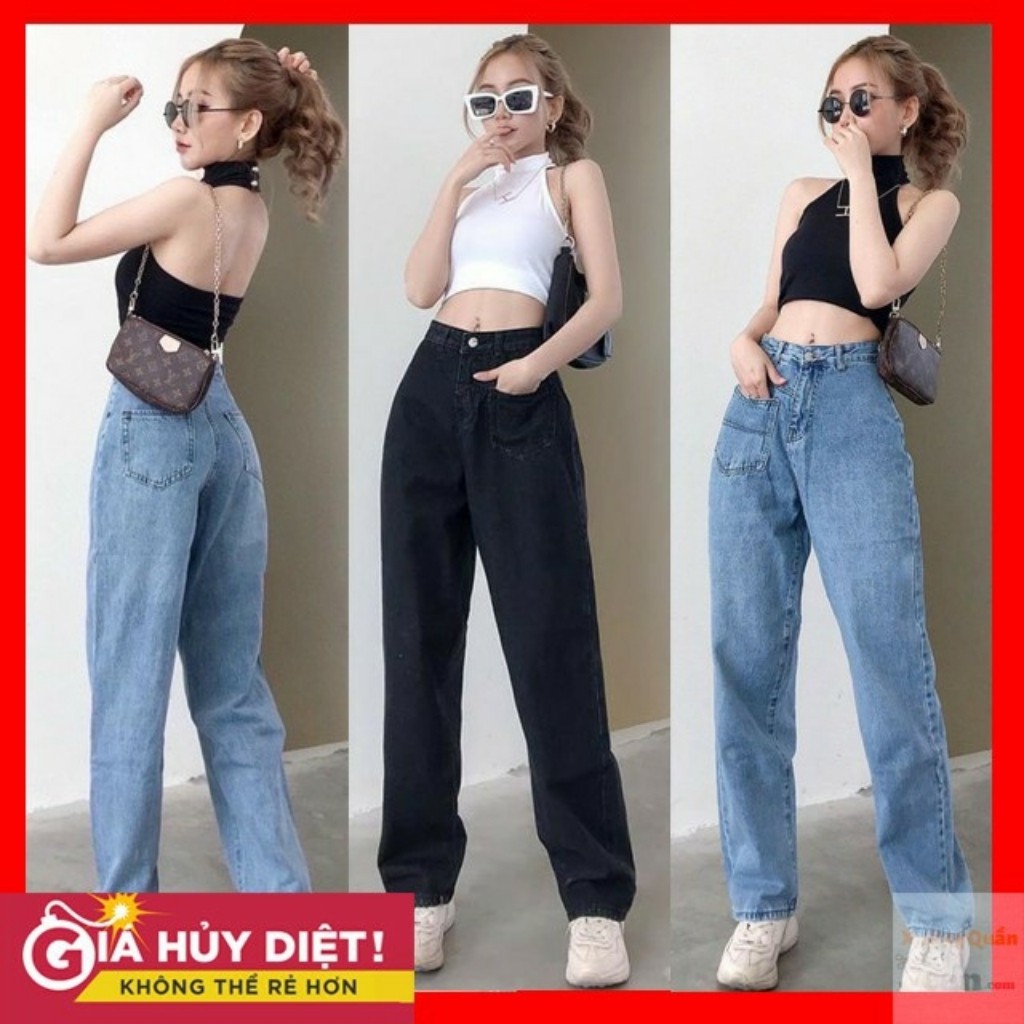 Quần jean ống rộng - Quần bò nữ dáng suông lưng cao 1 túi trước cá tính phong cách Hàn Quốc MT2022-4115 | BigBuy360 - bigbuy360.vn