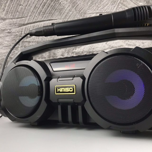 Loa Bluetooth Karaoke Xách Tay KM-S1 (Đen) Tặng Kèm 1 Mic Hát Có Dây Cắm Trực Tiếp