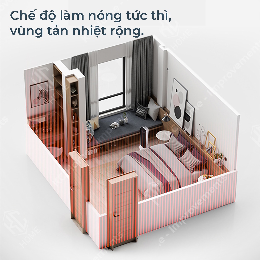 Quạt sưởi gốm HUYNDAI BL-K17J-Máy Sưởi Đứng Làm Ấm Phòng Bản Điện Tử Điều Khiển Từ Xa-Bảo Hành 12 Tháng