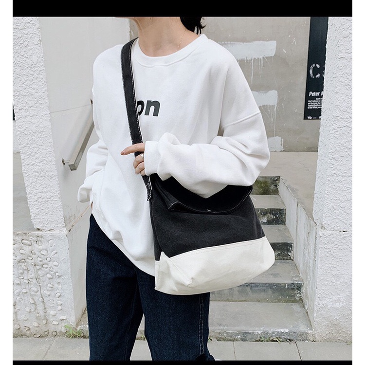 Túi đeo chéo vải canvas unisex đi học đi chơi phong cách hàn quốc - Tumie Store