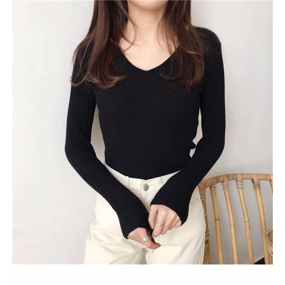 Áo len đũa cổ tim sang chảnh