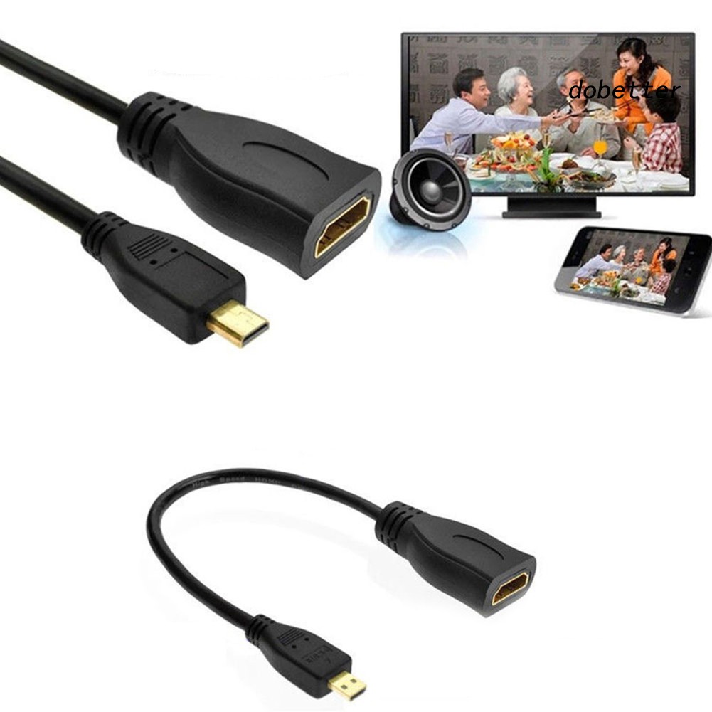 DOH_23cm 1080P Micro HDMI Male Type D to HDMI Female A Convertor Adapter Cable Cord